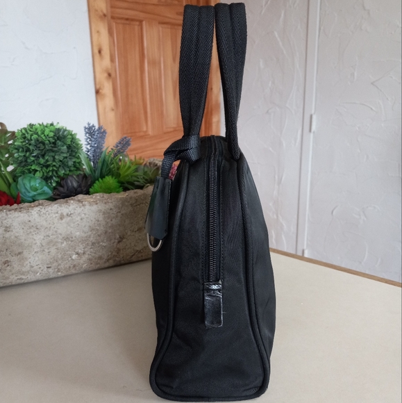 Prada Tessuto, Black Nylon Boston Satchel with Clochette and Combination Lock. - Picture 10 of 13